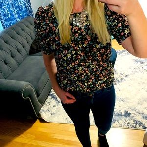 Loft floral short sleeve top size M